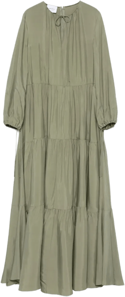 tiered balloon-sleeve maxi dress