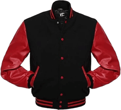 Original Leather Varsity Letterman Jackets Wool & Leather Original American Style Varsity Jackets X-Large Black Red