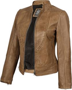 Blingsoul Leather Jacket Women - Cafe Racer Real Lambskin Womens Leather Jacket Medium Amy - Wax Jacket