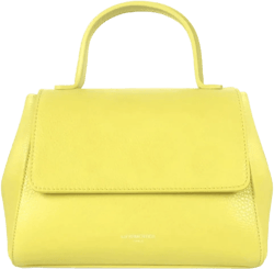 Ladyfinger Top Handle Handbag with Crossbody Strap, 9.4 x 7.1 x 4.7 inches, Genuine Embossed Leather Yellow