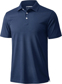 MAGCOMSEN Men's Polo Shirts 3 Buttons Casual Work T Shirts Quick Dry Short Sleeve Golf Shirt Pique Jersey Outdoor Performance Navy X-Large