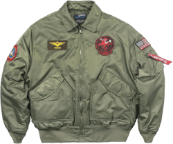 Winter Tom Cruise Maverick Patch Embroidered Thick Padded Pilot Flight Bomber Jacket for Men Medium Olive Green