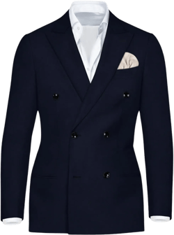 Navy Blue Subtle Sheen Wool Blend Double Breasted Blazer–Classic Tailored Jacket for Formal Events,Stylish Standard 42 Neay Blue