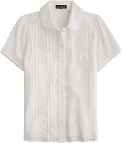 Button-up short-sleeve shirt in cotton voile