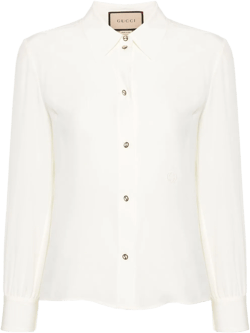 logo-embroidered silk shirt