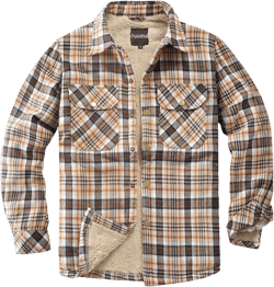 Men's Sherpa Lined Cotton Flannel Shirt Jacket Plaid Button Up Jacket Coat for Men with Pocket Yellow 3X-Large