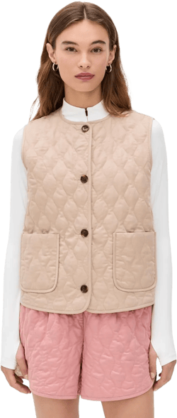 Varley Women's Karla Quilted Vest Medium Light Taupe