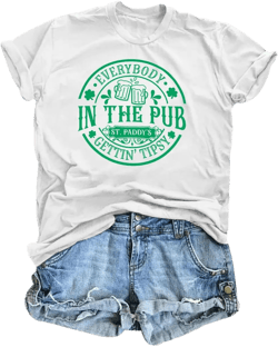 St. Patrick Day Shirt Women: Lucky Irish Shamrock T Shirt Lucky Clover Shirts Green Graphic Tees Funny Sayings Tops