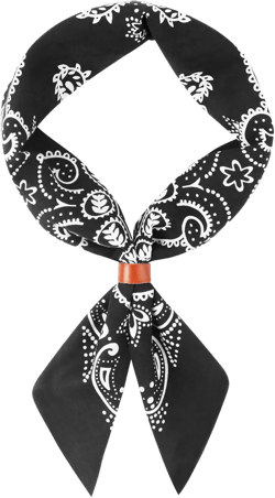 27.5 Inches Western Bandana Scarf With Leather Scarf Buckle, 100% Cotton Neck Scarf for Men Cowboy Scarves Black