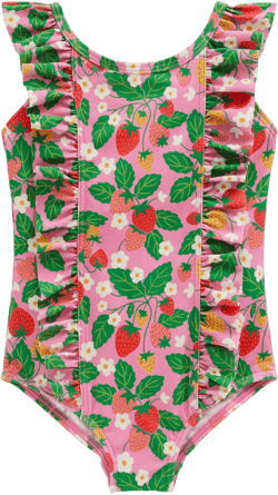 Frilly Swimsuit-Pink Strawberry Patch