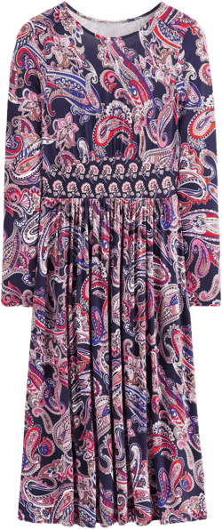 Thea Long Sleeve Jersey Dress-Multi, Opulent Paisley