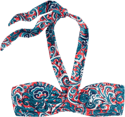 Scarf Bandeau Bikini Top-Dahlia Red, Botanic Terrace