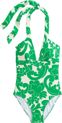 Ithaca Halter Swimsuit-Bright Green, Opulent Whirl