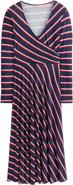 Hotch Stripe Jersey Midi Dress-Navy, Red, White Stripe