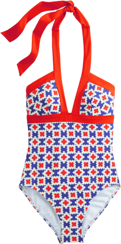 Ithaca Halter Swimsuit-Surf The Web, Abstract Tile