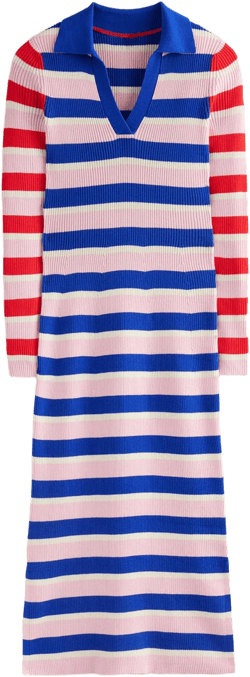 Collared Rib Dress-Orchid Pink, Warm Ivory