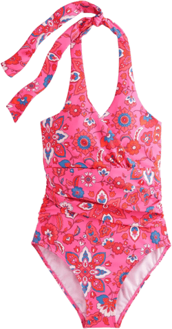 Levanzo Halter Swimsuit-Pink, Botanical Wave