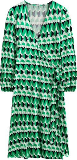 Joanna Jersey Midi Wrap Dress-Ming Green, Abstract Illusion