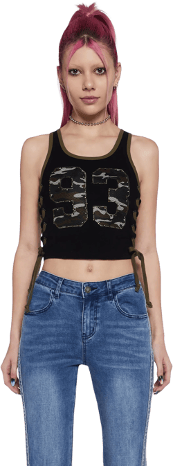 On My Team Mesh Tank Top - Black