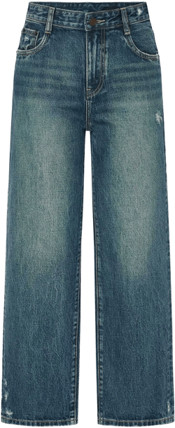 Frayed Detail Straight Jeans
