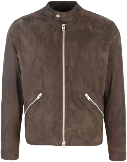 zip-fastening suede jacket