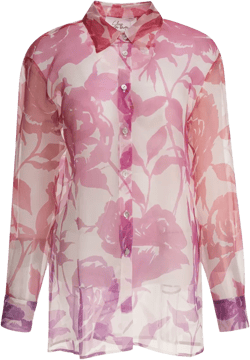 floral-print silk blouse