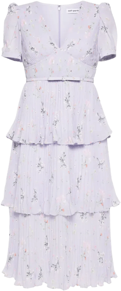 floral-print tiered midi dress