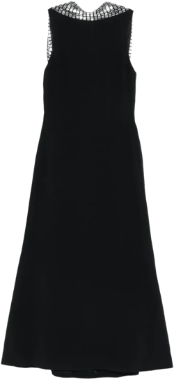 embellished-collar sleeveless midi dress