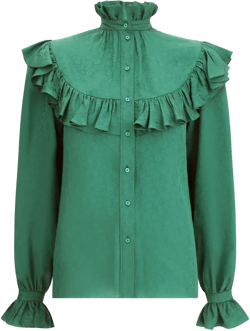 ruffled high-neck blouse