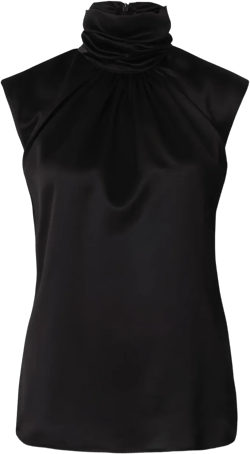 high-neck sleeveless blouse