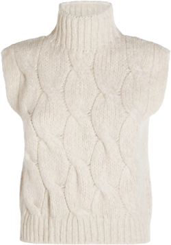 cable-knit high-neck sleeveless vest