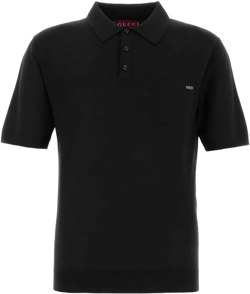 Black wool polo shirt