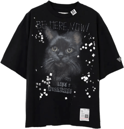 cat-print embellished T-shirt