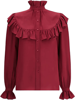 stand-collar ruffled blouse