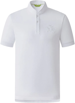 horse-embroidered mandarin-collar polo shirt
