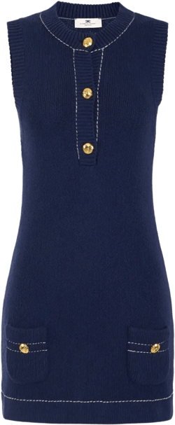 button-fastening pocket mini dress