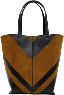 chevron suede leather tote bag