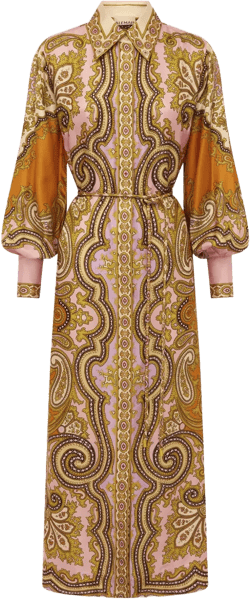paisley-print puff-sleeve maxi dress