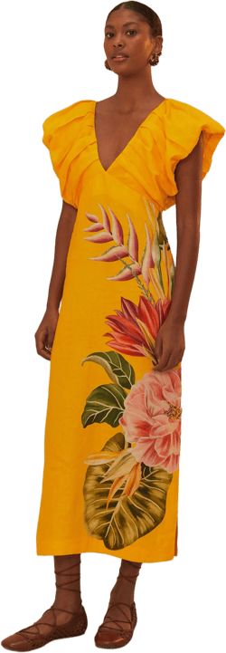 Off-White Spring Awakening Euroflax™ Premium Linen Midi Dress