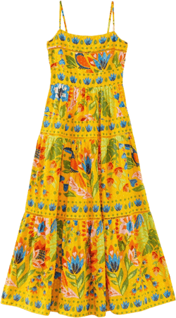 Yellow Summer Garden Sleeveless Maxi Dress