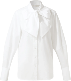 Bow Tie Front Balloon Sleeve Women Loose Shirt