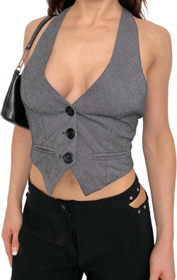 Y2K Pinstripe Halter Vest