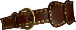 Wide High Waist Full Grain Leather Studed Link Belt