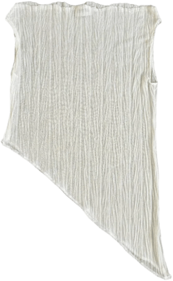 White Crinkle Asymmetrical Tunic Top (XS-XL)