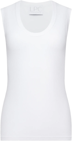 The Tina Rib Knit U-Scoop Tank Top in Bright White