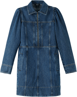 Stripe Denim Zip Front Mini Dress - Size 2