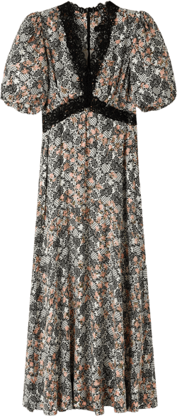 Satin Lace Detail Maxi Dress - Size 10