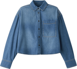 Lightweight Denim Crop Shirt  - Size 6