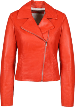 Women's Red Leather Biker Jacket Vermillion In Orange