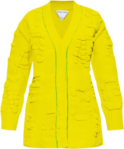 Logo-embossed Knitted Jacket In Yellow